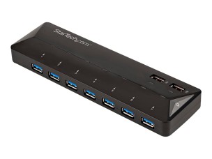 Startech 9 Port USB 3.0 Hub - 7 x USB-A, 2 x USB-A Fast Charge Ports - Multi Port Powered USB Charging Station (ST93007U2C) - USB peripheral sharing switch - 7 ports