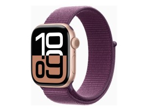 Apple Watch Series 10 (GPS + Cellular) - rose gold aluminium - smart watch with sport loop - plum - 64 GB