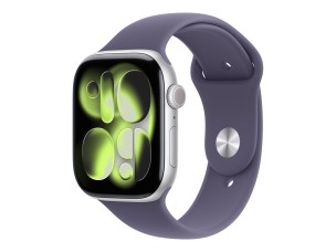 Apple Watch Series 11 (GPS + Cellular) - silver aluminium - smart watch with sport band - purple fog - 64 GB