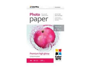 ColorWay Premium - photo paper - high-glossy - 50 sheet(s) - A4 - 255 g/m²