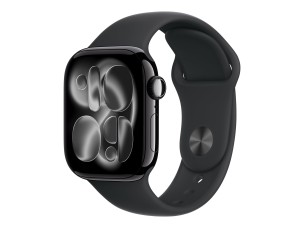 Apple Watch Series 11 (GPS) - jet black aluminium - smart watch with sport band - black - 64 GB