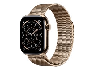 Apple Watch Series 11 (GPS + Cellular) - gold titanium - smart watch with milanese loop - gold - 64 GB