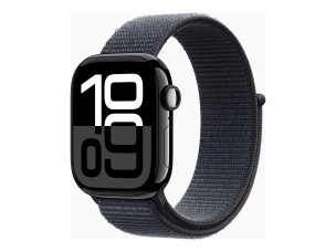 Apple Watch Series 10 (GPS) - jet black aluminium - smart watch with sport loop - ink - 64 GB