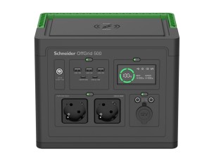 Schneider OffGrid 500 - portable power station - LCD, lithium-ion, 2 CEE 7/3 Schuko outlets, sinewave, 3 USB-A, 2 USB-C, wireless charger - 500 watt - Li-Ion - 517 Wh