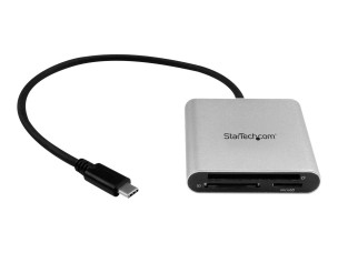 Startech USB 3.0 Flash Memory Multi-Card Reader/Writer with USB-C - SD microSD and CompactFlash Card Reader w/ Integrated USB-C Cable (FCREADU3C) - card reader - USB 3.0