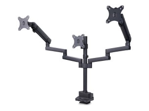 Startech Triple Monitor Desk Mount For Up To Three 27in Screens, VESA 75x75/100x100, Tool-Less Arm Adjustments, C-Clamp/Grommet Mount, Spring-Assisted Arms mounting kit - adjustable arm - for 3 LCD displays - black