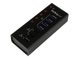 Startech 7 Port USB 3.0 Charging Hub - 4 x USB-A, 3 x USB-A Dedicated Charging Ports - Powered Mountable USB Charging Station (ST4300U3C3) - hub - 4 ports