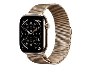 Apple Watch Series 11 (GPS + Cellular) - gold titanium - smart watch with milanese loop - gold - 64 GB