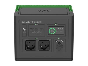 Schneider OffGrid 730 - portable power station - LCD, lithium-ion, 2 CEE 7/3 schuko outlets, sinewave, 3 USB-A, 1 USB-C, wireless charger - 700 watt - Li-Ion - 738 Wh