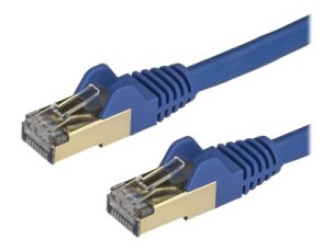 Startech 50cm CAT6A Ethernet Cable, 10 Gigabit Shielded Snagless RJ45 100W PoE Patch Cord, CAT 6A 10GbE STP Network Cable w/Strain Relief, Blue, UL Certified Wiring/TIA - Category 6A - 26AWG (6ASPAT50CMBL) - patch cable - 50 cm - blue