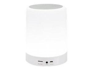 Manhattan Sound Science Bluetooth Speaker (Clearance Pricing), 5 hour Playback time, Range 10m, microSD card reader (32GB), Aux 3.5mm connector, Output 3W, USB-A charging cable included, 1200mAH battery, Bluetooth v5, Built-in hanger, White, 3 Year Warran