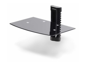 Startech Floating Wall-Mounted AV Shelf, Adjustable Height Shelf For Under TV, Organize A/V Equipment On Black Tempered Glass Shelf shelf - for audio/video components - black