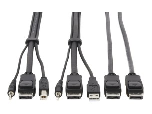 Eaton Tripp Lite Series Dual DisplayPort KVM Cable Kit 4K USB 3.5 mm Audio 3xM/3xM 6ft - video / USB / audio cable - 1.83 m
