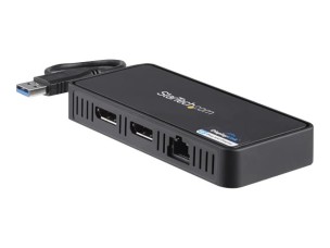 Startech USB 3.0 Mini Dock, Dual Monitor USB-A Docking Station w/ DisplayPort 4K 60Hz Video & Gigabit Ethernet, 1ft (30cm) Cable, Portable USB 3.1 Gen 1 Type-A Laptop Adapter, 4K Dock - DisplayLink Mini Dock (USBA2DPGB) - docking station - USB - 2 x DP - 