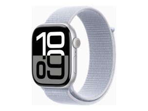 Apple Watch Series 10 (GPS + Cellular) - silver aluminium - smart watch with sport loop - blue cloud - 64 GB