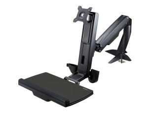 Startech Sit Stand Monitor Arm, Desk Mount Adjustable Sit-Stand Workstation Arm for Single 34" VESA Mount Display, Ergonomic Articulating Standing Desk Converter with Keyboard Tray - Stand Up Office Desk (ARMSTSCP1) mounting kit - for monitor / keyboard
