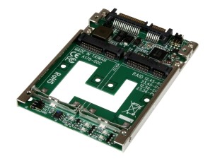 Startech Dual mSATA SSD to 2.5" SATA RAID Adapter Converter - 2x mSATA SSD to 2.5in SATA Adapter with RAID and 7mm Open Frame Housing (25SAT22MSAT) - storage controller - mSATA - SATA 6Gb/s