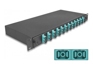 Delock fibre-optic splice box - 1U - 19" - OM3, assembled
