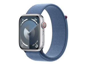 Apple Watch Series 9 (GPS + Cellular) - silver aluminium - smart watch with sport loop - winter blue - 64 GB