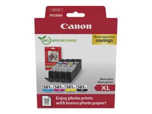 Canon CLI-581XL C/M/Y/BK Photo Value Pack - 4-pack - XL - black, yellow, cyan, magenta - original - ink tank / paper kit
