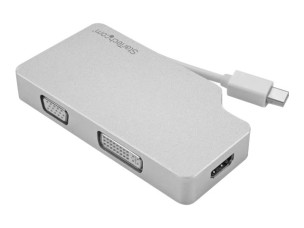 StarTech.com Aluminum Travel A/V Adapter: 3-in-1 Mini DisplayPort to VGA, DVI or HDMI - mDP Adapter - 4K (MDPVGDVHD4K) - video converter