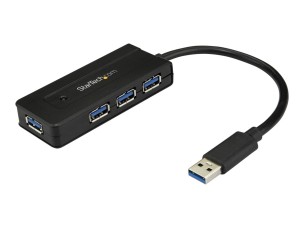 StarTech.com 4 Port USB 3.0 Hub SuperSpeed 5Gbps with Fast Charge Portable USB 3.1/USB 3.2 Gen 1 Type-A Laptop/Desktop Hub, USB Bus Power or Self Powered for High Performance, Mini/Compact - 15W of Shared Power (ST4300MINI) - hub - 4 ports