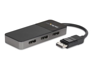 StarTech.com 3-Port Multi Monitor Adapter, DisplayPort 1.4 to 3x 4K DP Video Splitter, Triple or Dual 4K, Laptop/Desktop DisplayPort MST Hub for Multiple Monitors, Windows Display Adapter - Multi Stream Transport (MST14DP123DP) - video/audio splitter - 3 