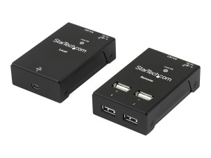 StarTech.com 4-Port USB 2.0 Extender - 165ft (50m) USB Over Cat5/Cat6 Extender - Compact USB 2.0 Over Ethernet Extender (USB2004EXTV) - USB extender - USB 2.0