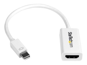 StarTech.com Mini DisplayPort to HDMI 4K Audio / Video Converter - mDP 1.2 to HDMI Active Adapter for MacBook Pro/Air - 4K @ 30Hz - White (MDP2HD4KSW) - adapter - Mini DisplayPort / HDMI - 15 cm