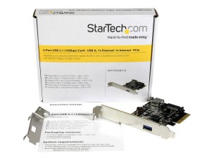 StarTech.com 2 Port USB 3.1 (10Gbps) Card - USB-A 1x External 1x Internal - PCIe USB 3.1 Card with Type-A - PCI Express (PEXUSB311EI) - USB adapter - PCIe x4 - USB 3.1 x 2