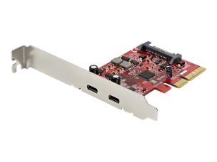 StarTech.com PCIe USB 3.1 Card, 2x USB C 3.1 Gen 2 10Gbps, PCIe Gen 3 x4, ASM3142 Chipset, USB Type-C PCI Express Card, 2-Port USB 3.2 Gen 2x1 Expansion Add-On Card, Windows, macOS, Linux - Full/Low-Profile - USB adapter - PCIe 3.0 x4 - USB-C 3.1 Gen 2 x 