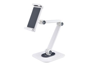 StarTech.com Adjustable Tablet Stand for Desk, Desk/Wall Mountable, Supports Up to 2.2lb, Universal Tablet Stand Holder for Desk, Articulating Tablet Mount with Pivot/Swivel/Rotate - Ergonomic Tablet Stand (ADJ-TABLET-STAND-W) stand - for tablet - white