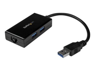 StarTech.com 2 Port USB 3.0 Hub with Ethernet - USB 3.0 x 2 - Gigabit Ethernet Network Adapter for Windows / Mac / Chrome (USB31000S2H) - network adapter - USB 3.0 - Gigabit Ethernet x 1