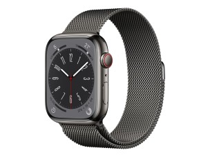 Apple Watch Series 8 (GPS + Cellular) - graphite stainless steel - smart watch with milanese loop - graphite - 32 GB