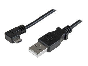StarTech.com 2m 6 ft Micro-USB Charge-and-Sync Cable - Right-Angle Micro-USB - M/M - USB to Micro USB Charging Cable - 24 AWG (USBAUB2MRA) - USB cable - Micro-USB Type B to USB - 2 m