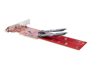 StarTech.com Dual M.2 PCIe SSD Adapter Card, x8 / x16 Dual NVMe or AHCI M.2 SSD to PCI Express 4.0, Up to 7.8GBps/Drive, For 2242/2260/2280/22110mm PCIe M-Key M2 SSDs, Bifurcation Required - PC/Linux Compatible (DUAL-M2-PCIE-CARD-B) - interface adapter - 