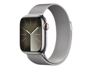 Apple Watch Series 9 (GPS + Cellular) - silver stainless steel - smart watch with milanese loop - silver - 64 GB