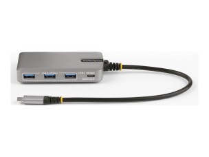 StarTech.com 4-Port USB-C Hub with USB-C DP Alt Mode Video Output 4K 60Hz, 3x USB-A, 1x USB-C, 100W Power Delivery Pass-Through, USB 3.2 Gen 2 (10Gbps), Portable USB Type-C to USB Type-A/C - 1ft (30cm) Host Cable (HB31C3A1CDPPD3) - hub - 4 ports