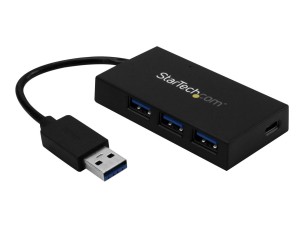 StarTech.com 4 Port USB 3.0 Hub, USB Type-A Hub with 1x USB-C & 3x USB-A Ports (SuperSpeed 5Gbps), USB Bus Powered, USB 3.1/USB 3.2 Gen 1 Adapter Hub, Portable USB Hub for Laptop/Desktop - Windows/macOS/Linux (HB30A3A1CFB) - hub - 4 ports