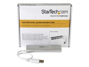 StarTech.com 4 Port Portable USB 3.0 Hub with Built-in Cable - Aluminum and Compact USB Hub (ST43004UA) - hub - 4 ports