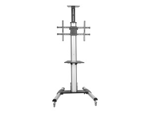 StarTech.com Heavy Duty Rolling Portable TV Cart Stand with Wheels - 32 to 75 inch - Adjustable Rotating Mobile Flat Panel Screen Mount (STNDMTV70) cart - for flat panel - black, silver