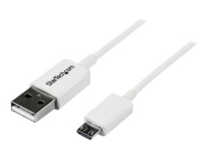 StarTech.com 0.5m White Micro USB Cable Cord - A to Micro B - Micro USB Charging Data Cable - USB 2.0 - 1x USB A Male, 1x USB Micro B Male (USBPAUB50CMW) - USB cable - Micro-USB Type B to USB - 0.5 m