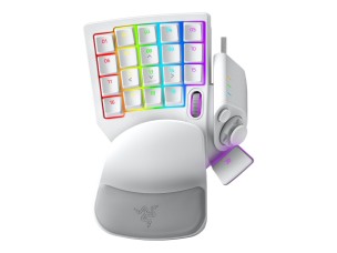 Razer Tartarus Pro - keypad - with 8-way directional thumbpad, scroll wheel, keymap indicator, hyperesponse thumb button, spacebar actuator - mercury white Input Device