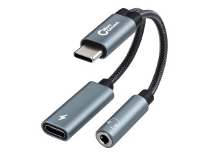 MicroConnect USB-C to headphone jack / charging adapter - 13 cm