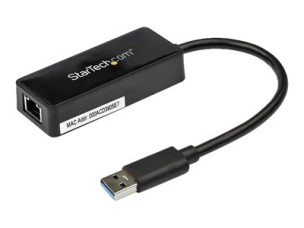 StarTech.com USB 3.0 Ethernet Adapter - USB 3.0 Network Adapter NIC with USB Port - USB to RJ45 - USB Passthrough (USB31000SPTB) - network adapter - USB 3.0 - Gigabit Ethernet