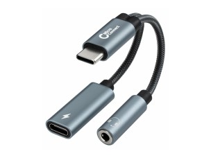 MicroConnect USB-C to headphone jack / charging adapter - 13 cm