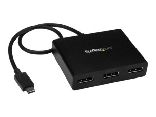 StarTech.com 3 Port Multi Monitor Adapter USB-C to 3x DisplayPort 1.2 Video Splitter USB Type-C to DP MST Hub, Dual 4K 30Hz or Triple 1080p, Compatible with Thunderbolt 3, Windows Only - Multi Stream Transport (MSTCDP123DP) - external video adapter