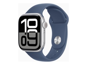 Apple Watch Series 10 GPS 42mm Silver Aluminium Case with Denim Sport Band - M/L