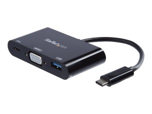 StarTech.com USB-C VGA Multiport Adapter - USB-A Port - with Power Delivery (USB PD) - USB C Adapter Converter - USB C Dongle (CDP2VGAUACP) - docking station - USB-C / Thunderbolt 3 - VGA