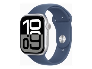 Apple Watch Series 10 GPS 46mm Silver Aluminium Case with Denim Sport Band - M/L